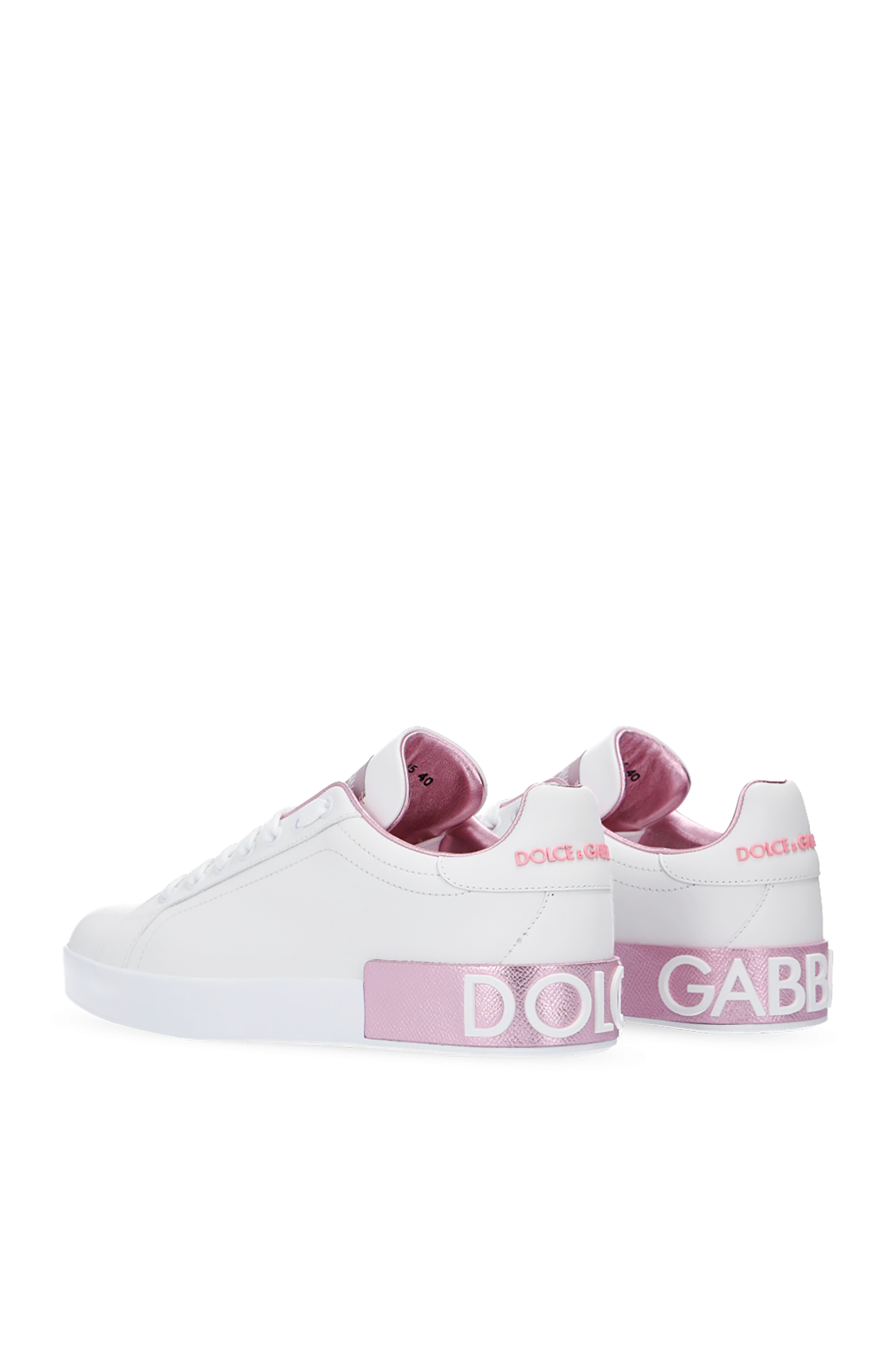 スニーカー DOLCE & GABBANA Woman Sneakers Pink CK1544AX615 87587 Calfskin nappa Portofino sneakers in White/Pink for Women